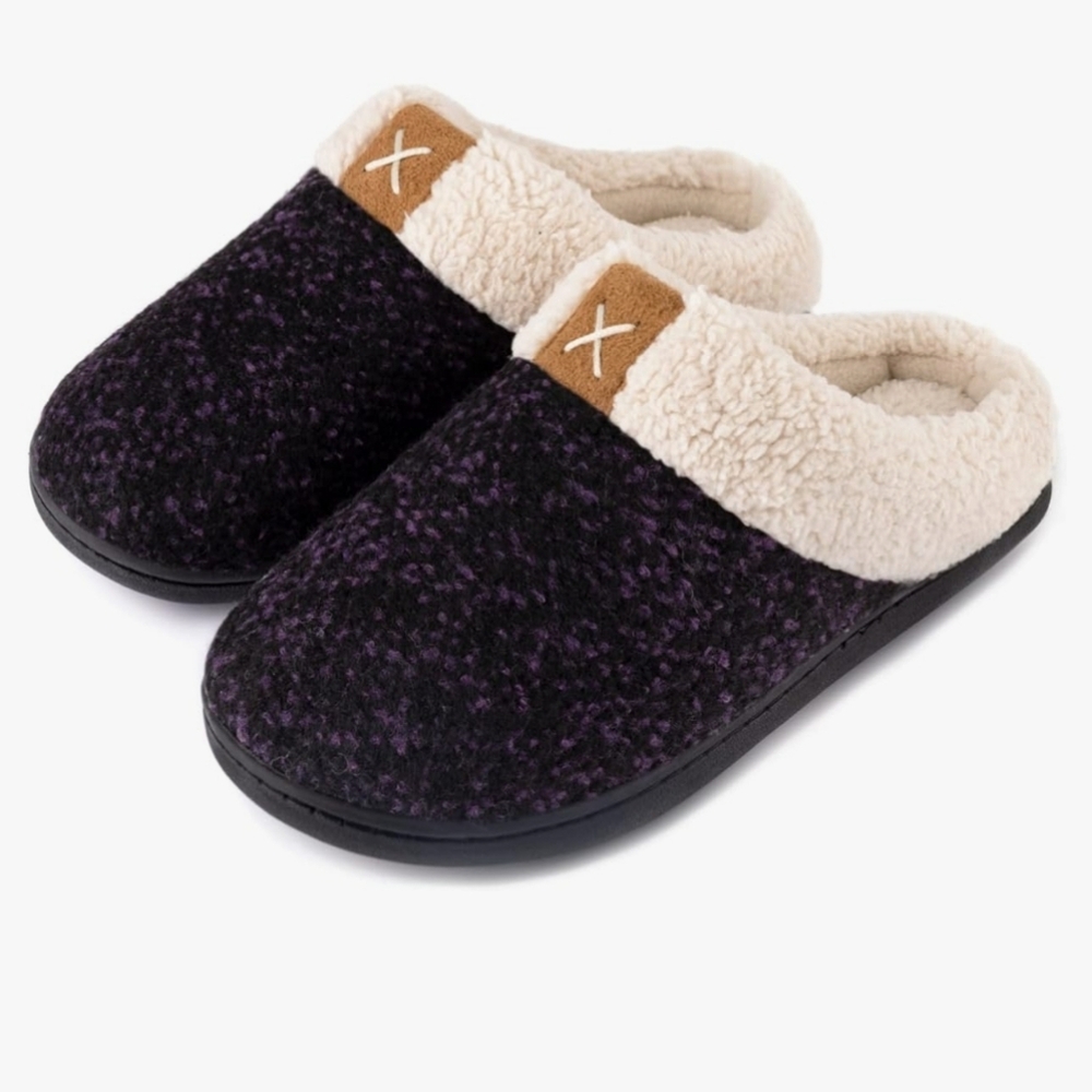 NWT Ultraideas Memory Foam Slip On Slippers Black XL 11/12 Fuzzy Plush Comfort